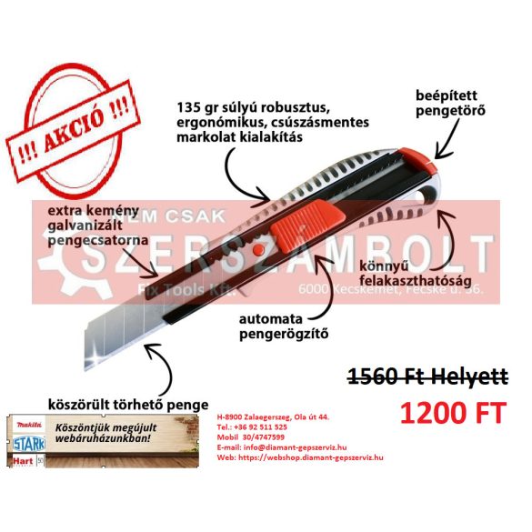 SILVER CUT fémházas kés, sniccer, 180x0,5 mm 155x41x19,5mm 